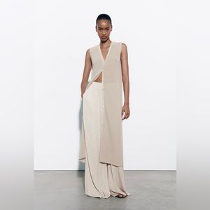 NWT Zara Flowy Wide Leg Pants in Soft Gold, size XS